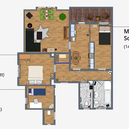 Apartment Doppelhaus- Schleussig , Moderner Altbau Dachetage Mit 2 Schlafzimmern Und Separatem Zusatzzimmer , Parkplatz - Balkon - Kamin - Eicheparkett - Arbeitsplatz Leipzig